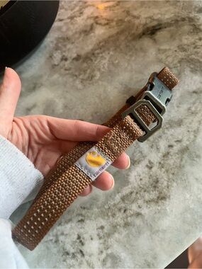 Carhartt Tan/Brown Woven Dog Collar with Metal Buckle (small size)